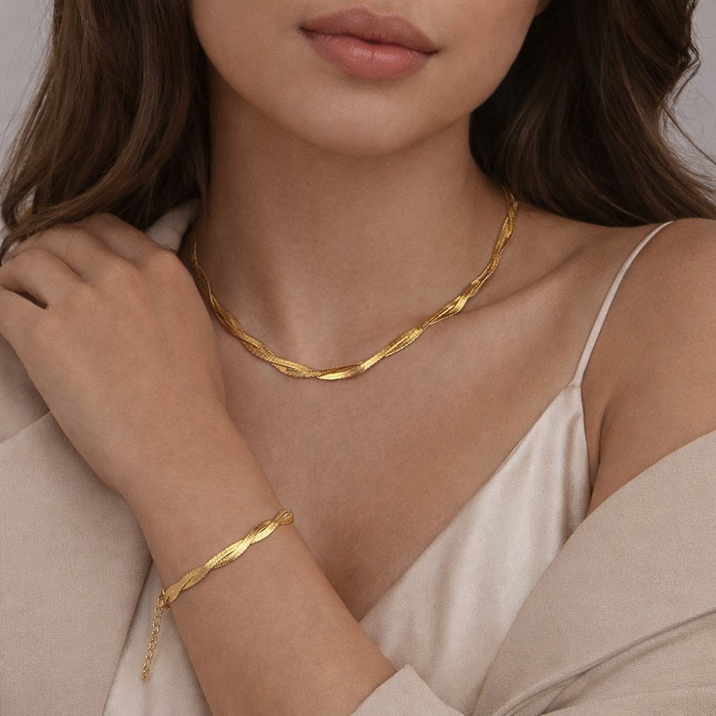 Set Trenza Dorada — Collar y pulsera